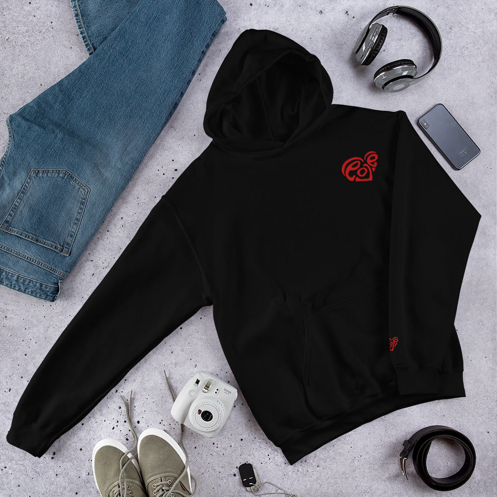 Sweat à capuche cœur rouge