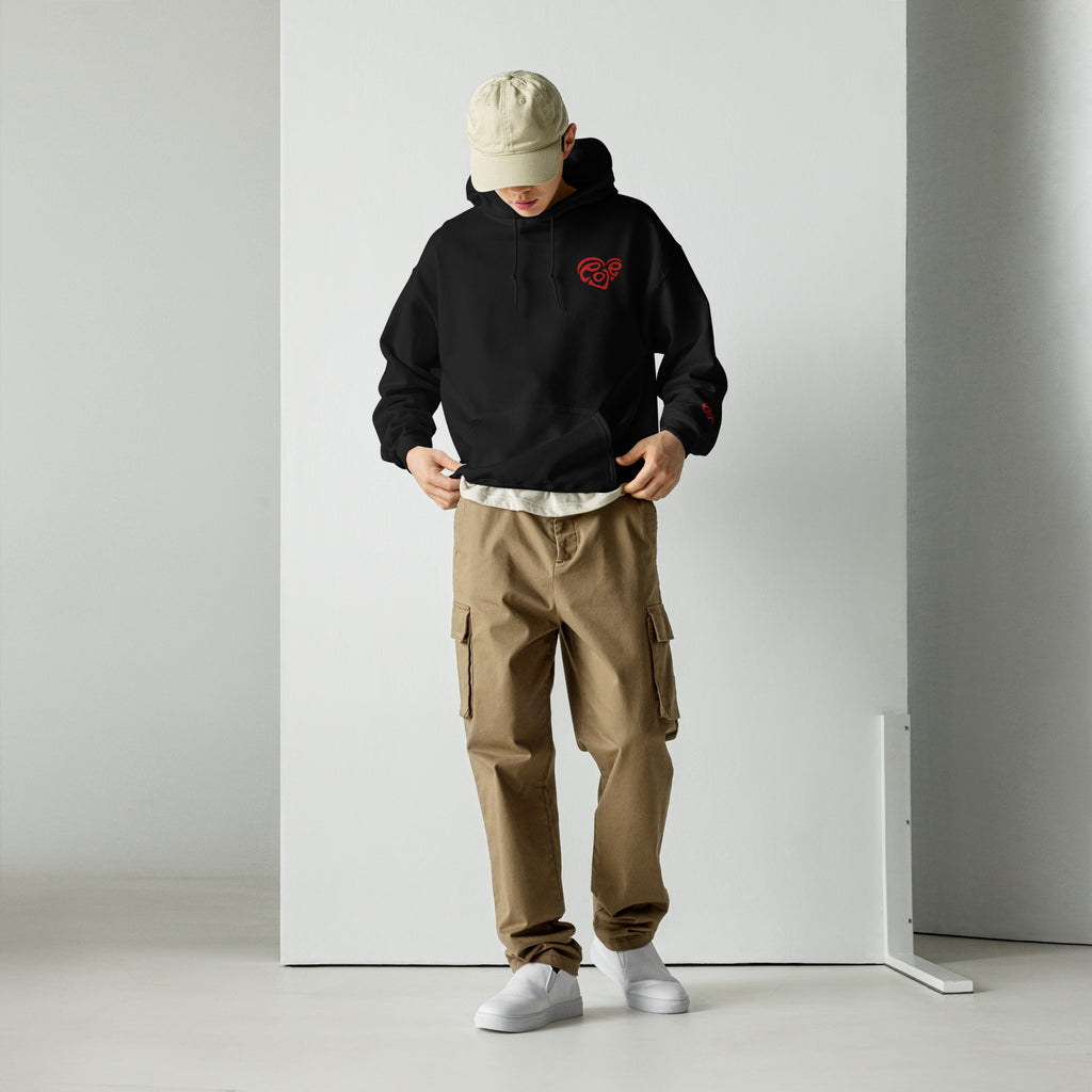 Sweat à capuche cœur rouge