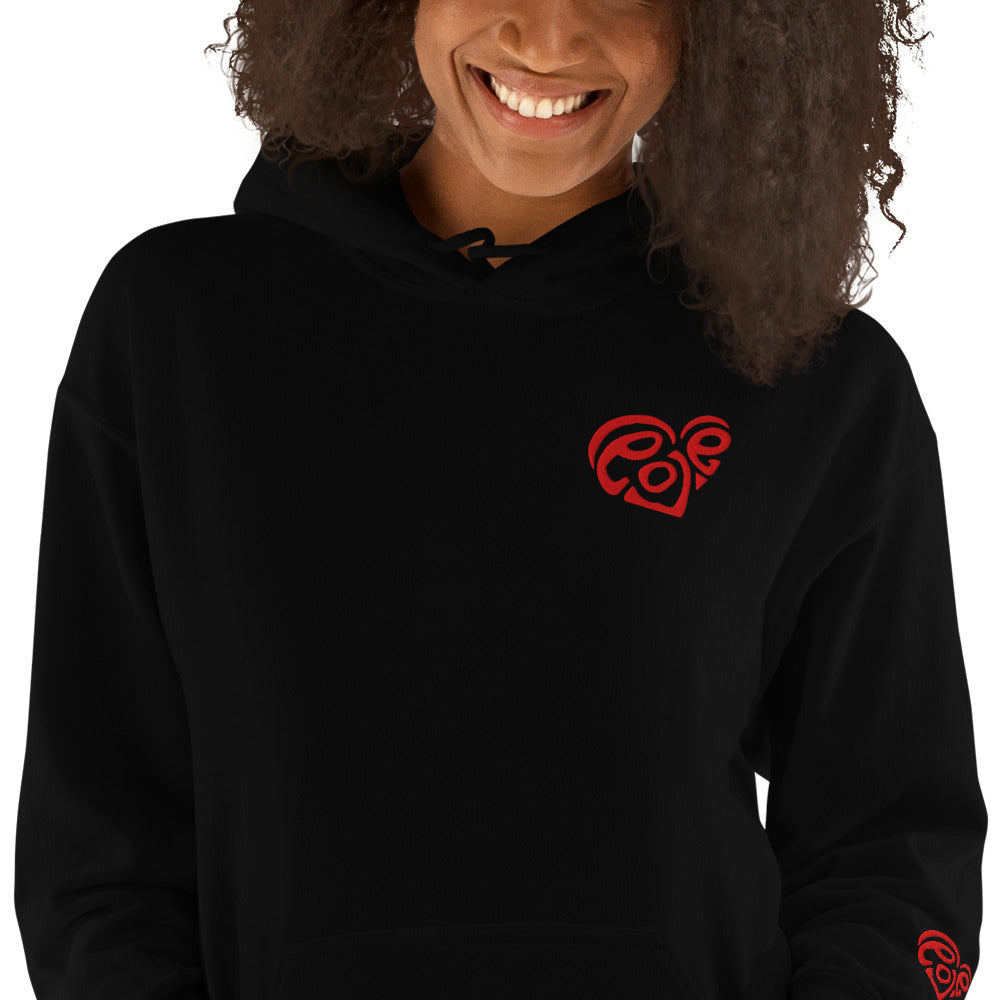Sweat à capuche cœur rouge