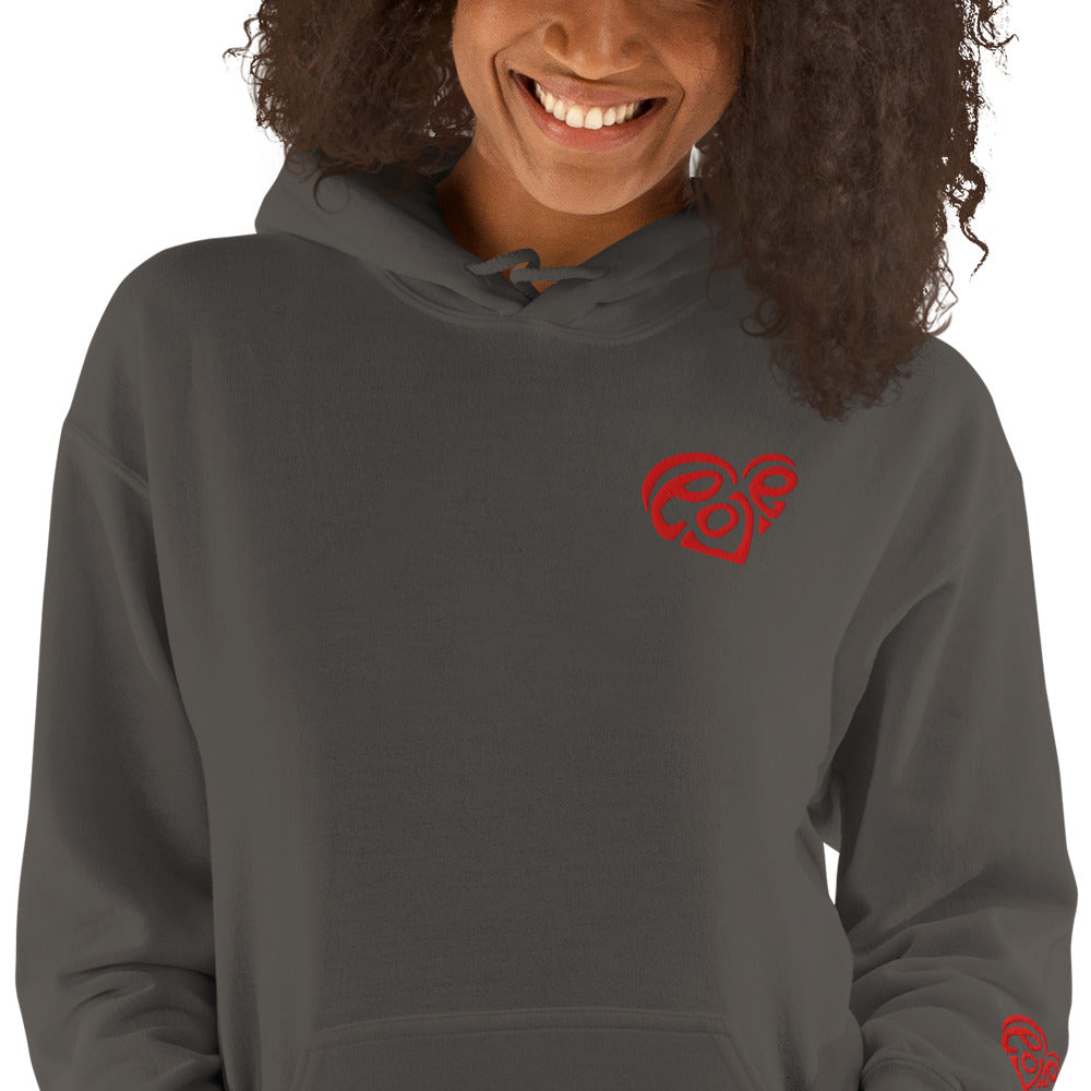 Sweat à capuche cœur rouge