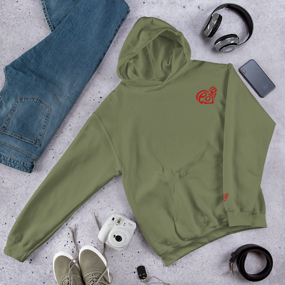 Sweat à capuche cœur rouge